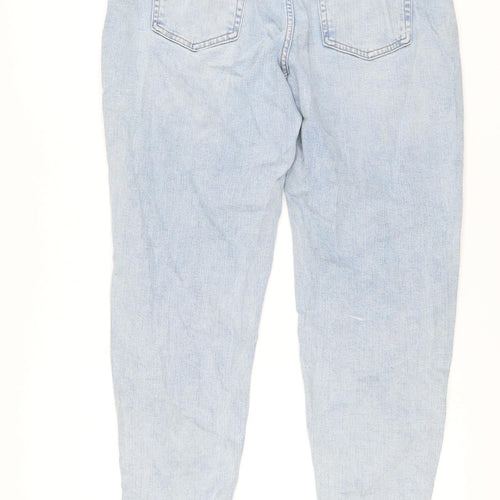 Marks and Spencer Womens Blue Cotton Mom Jeans Size 14 L27 in Regular Button