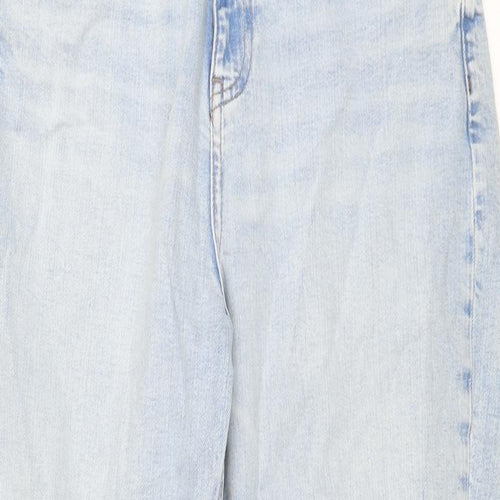 Marks and Spencer Womens Blue Cotton Mom Jeans Size 14 L27 in Regular Button