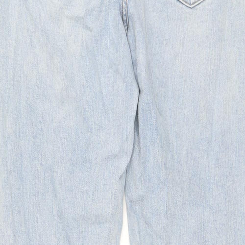 Marks and Spencer Womens Blue Cotton Mom Jeans Size 14 L27 in Regular Button