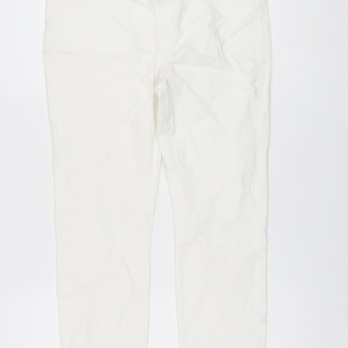Marks and Spencer Womens White Cotton Straight Jeans Size 12 L27 in Slim Button