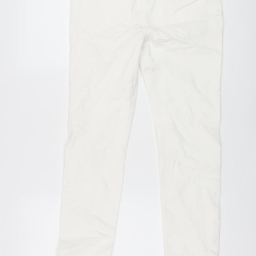 Marks and Spencer Womens White Cotton Straight Jeans Size 12 L27 in Slim Button