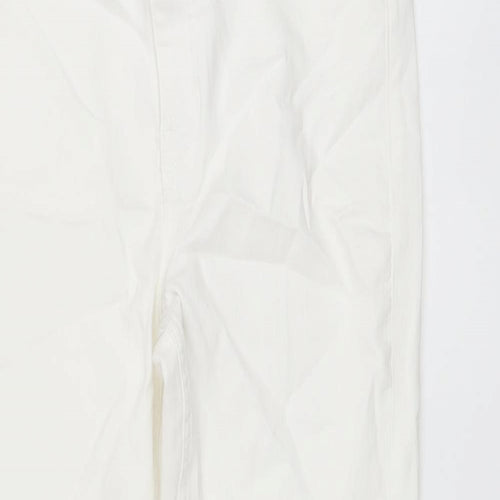 Marks and Spencer Womens White Cotton Straight Jeans Size 12 L27 in Slim Button
