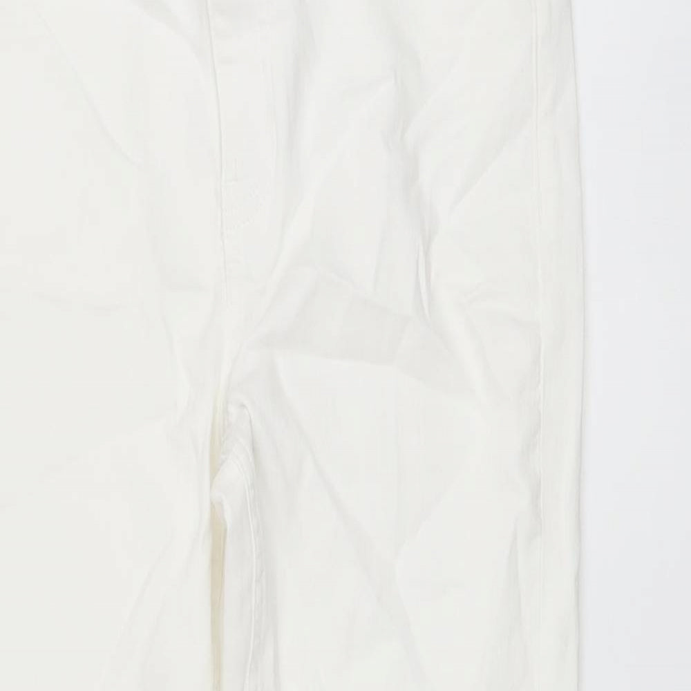 Marks and Spencer Womens White Cotton Straight Jeans Size 12 L27 in Slim Button