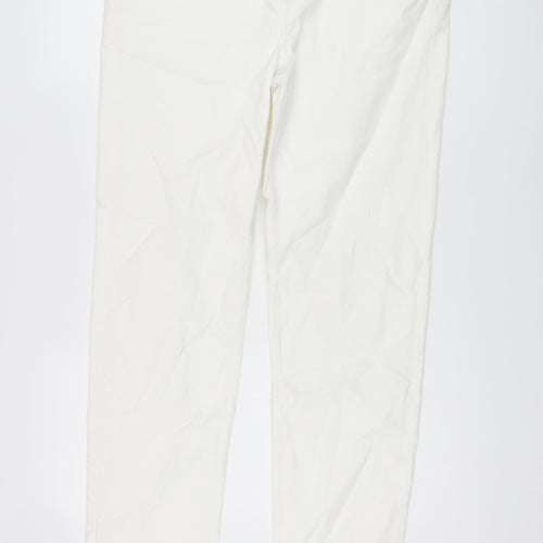 Marks and Spencer Womens White Cotton Straight Jeans Size 16 L30 in Regular Button