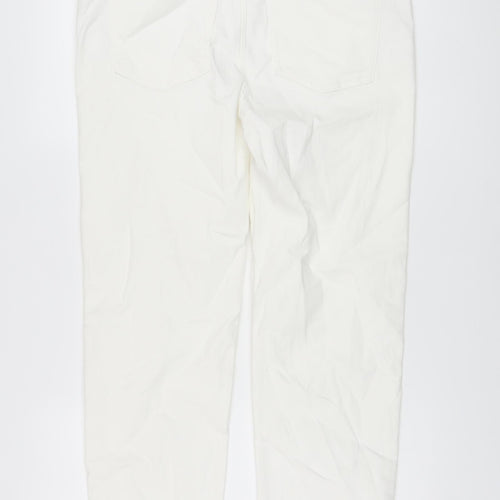 Marks and Spencer Womens White Cotton Straight Jeans Size 16 L30 in Regular Button