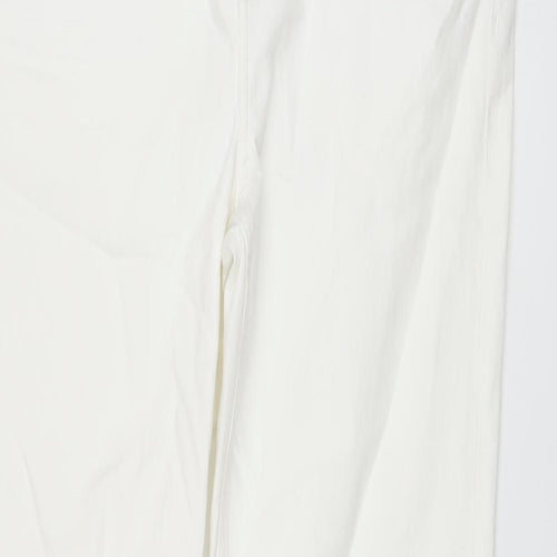 Marks and Spencer Womens White Cotton Straight Jeans Size 16 L30 in Regular Button