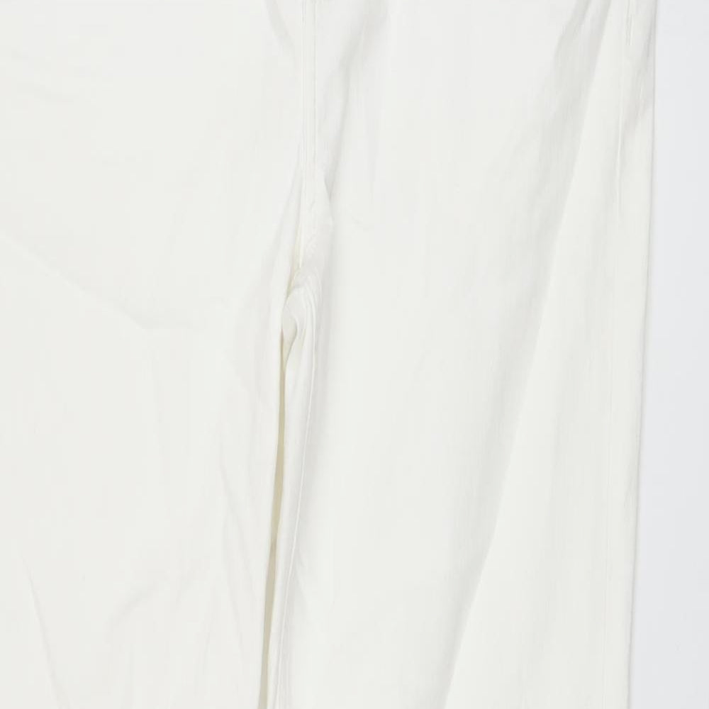 Marks and Spencer Womens White Cotton Straight Jeans Size 16 L30 in Regular Button