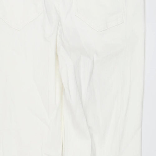 Marks and Spencer Womens White Cotton Straight Jeans Size 16 L30 in Regular Button