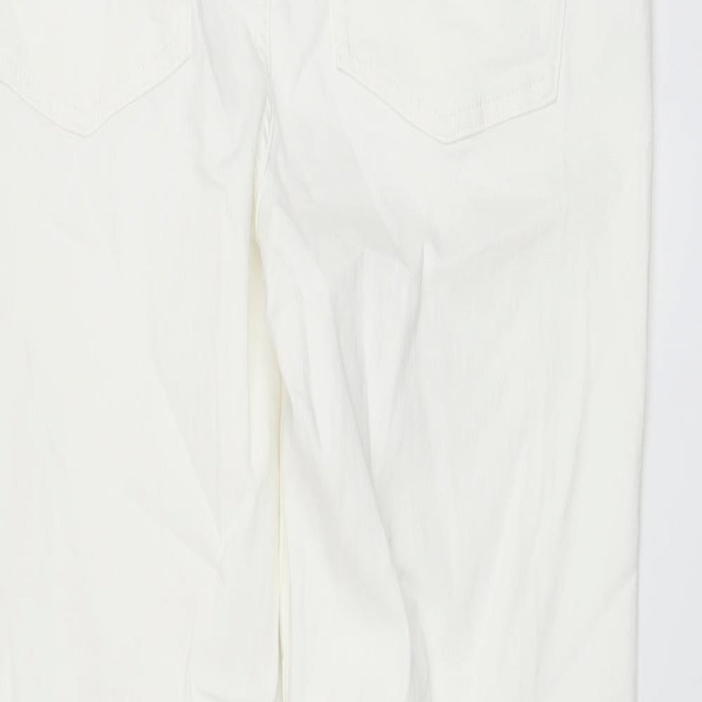 Marks and Spencer Womens White Cotton Straight Jeans Size 16 L30 in Regular Button