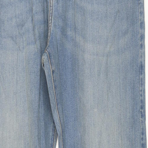 Marks and Spencer Mens Blue Cotton Straight Jeans Size 38 in L33 in Regular Button