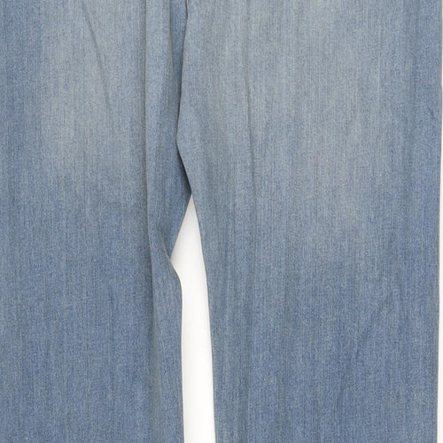 Marks and Spencer Mens Blue Cotton Straight Jeans Size 38 in L33 in Regular Button