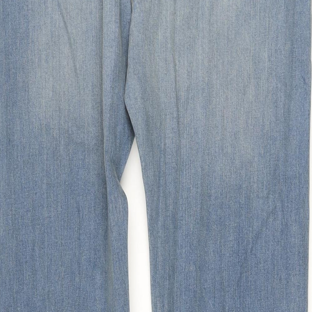 Marks and Spencer Mens Blue Cotton Straight Jeans Size 38 in L33 in Regular Button