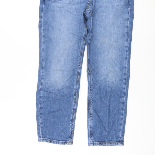 Marks and Spencer Womens Blue Cotton Straight Jeans Size 8 L24 in Regular Button