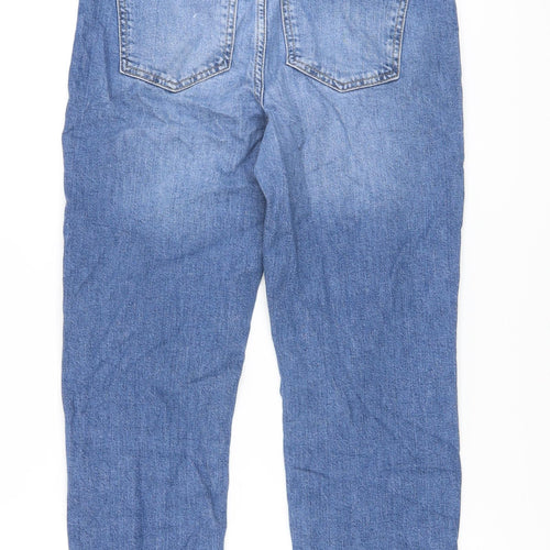 Marks and Spencer Womens Blue Cotton Straight Jeans Size 8 L24 in Regular Button