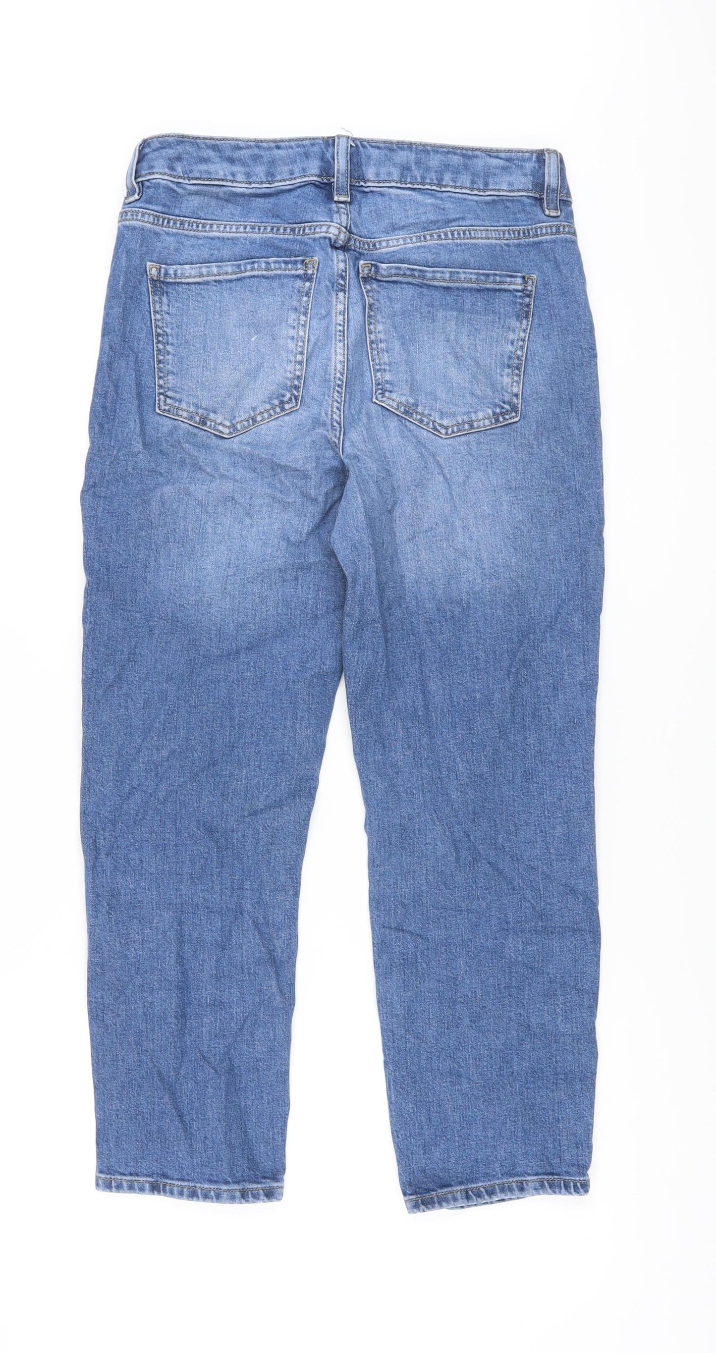 Marks and Spencer Womens Blue Cotton Straight Jeans Size 8 L24 in Regular Button