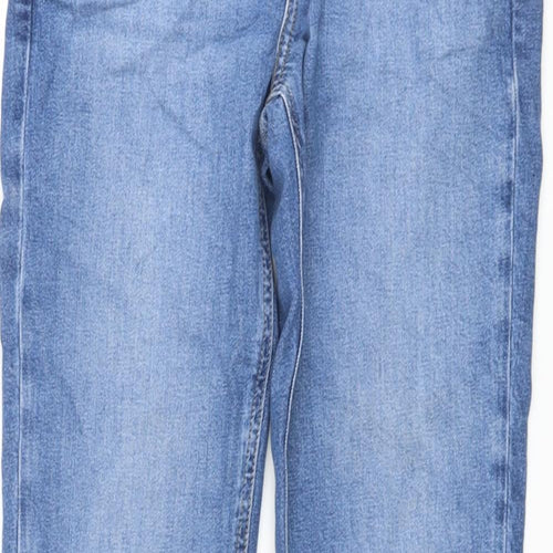 Marks and Spencer Womens Blue Cotton Straight Jeans Size 8 L24 in Regular Button