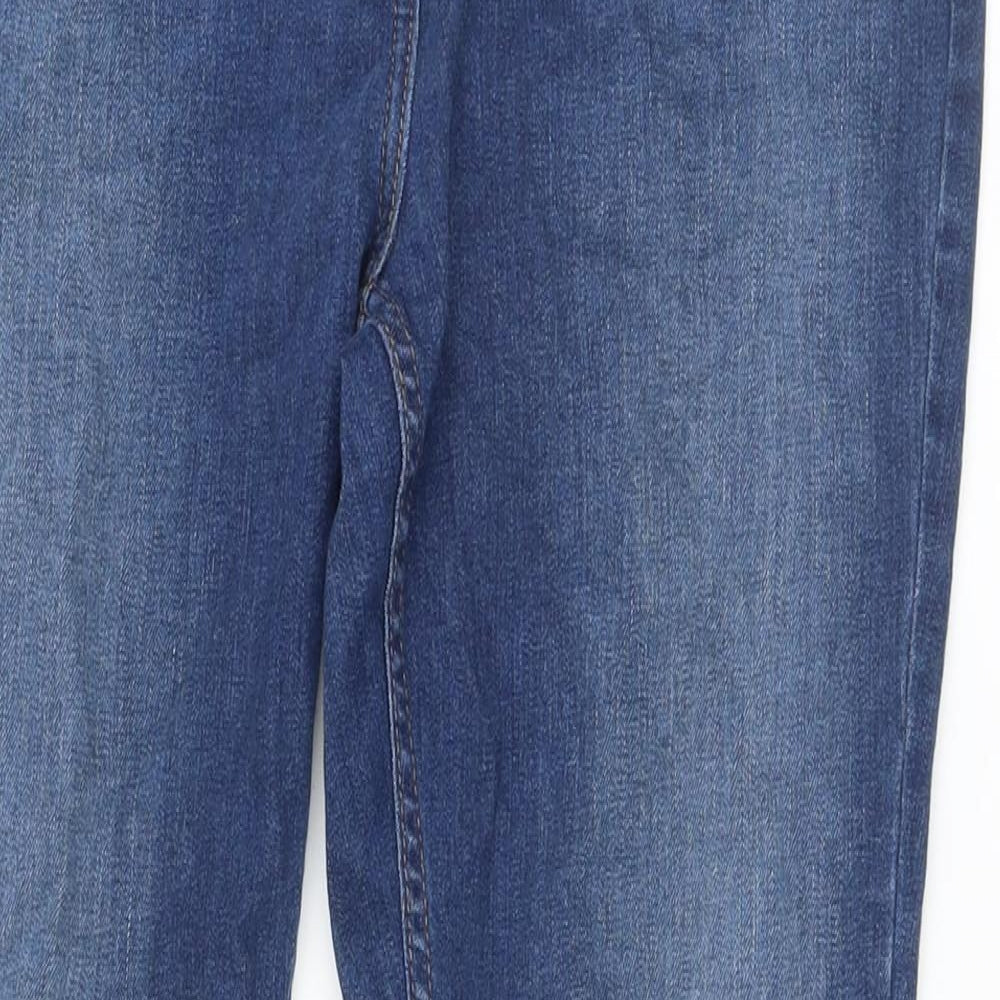 Marks and Spencer Womens Blue Cotton Straight Jeans Size 14 L28 in Regular Button