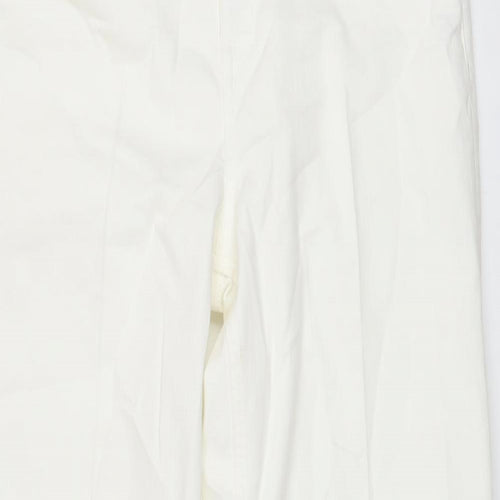Marks and Spencer Womens Ivory Cotton Wide-Leg Jeans Size 14 L29 in Regular Button