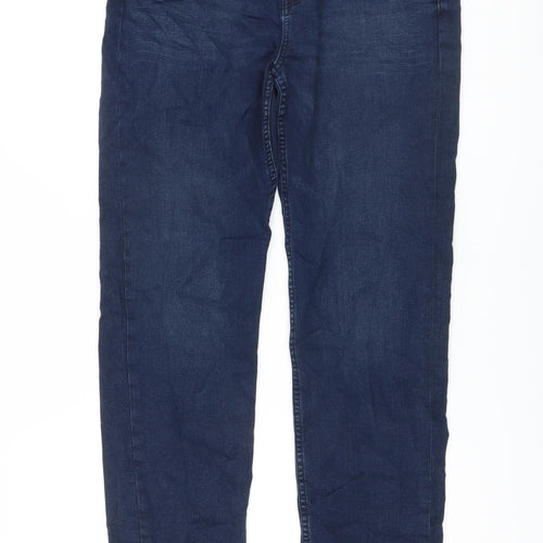 Marks and Spencer Womens Blue Cotton Straight Jeans Size 14 L27 in Regular Button