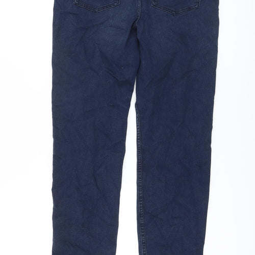 Marks and Spencer Womens Blue Cotton Straight Jeans Size 14 L27 in Regular Button