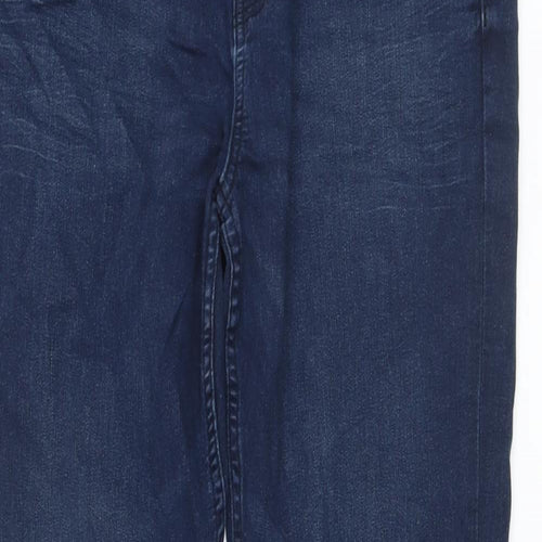Marks and Spencer Womens Blue Cotton Straight Jeans Size 14 L27 in Regular Button
