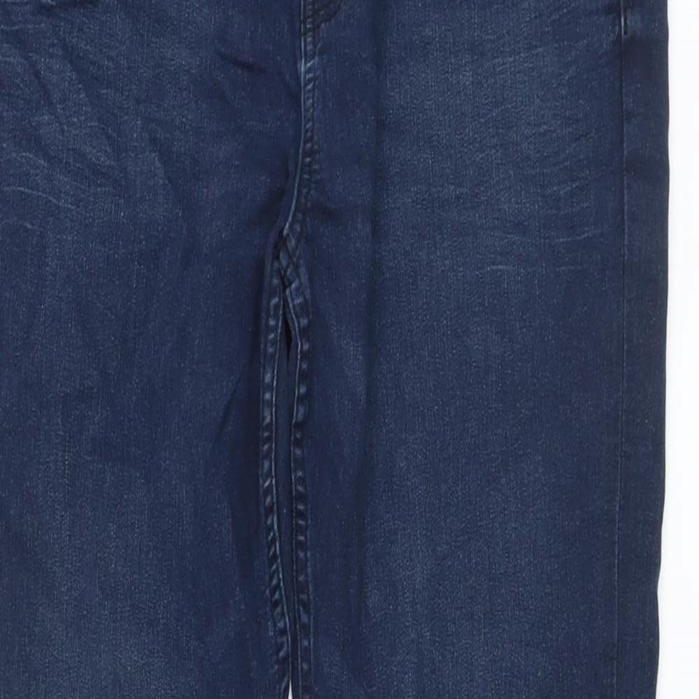 Marks and Spencer Womens Blue Cotton Straight Jeans Size 14 L27 in Regular Button