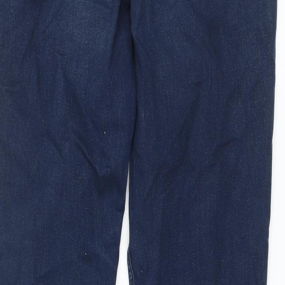 Marks and Spencer Womens Blue Cotton Straight Jeans Size 14 L27 in Regular Button