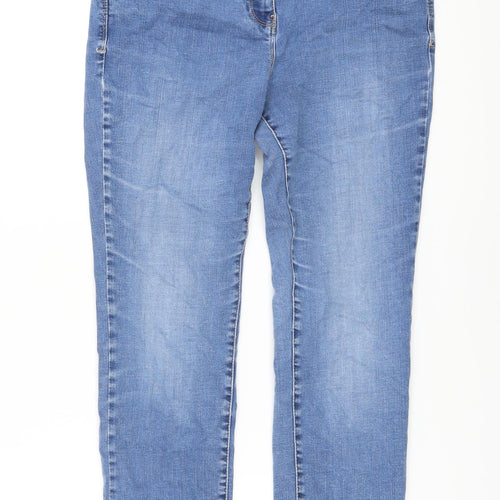 Marks and Spencer Womens Blue Cotton Skinny Jeans Size 14 L27 in Regular Button