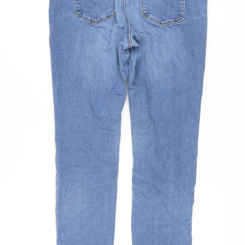 Marks and Spencer Womens Blue Cotton Skinny Jeans Size 14 L27 in Regular Button