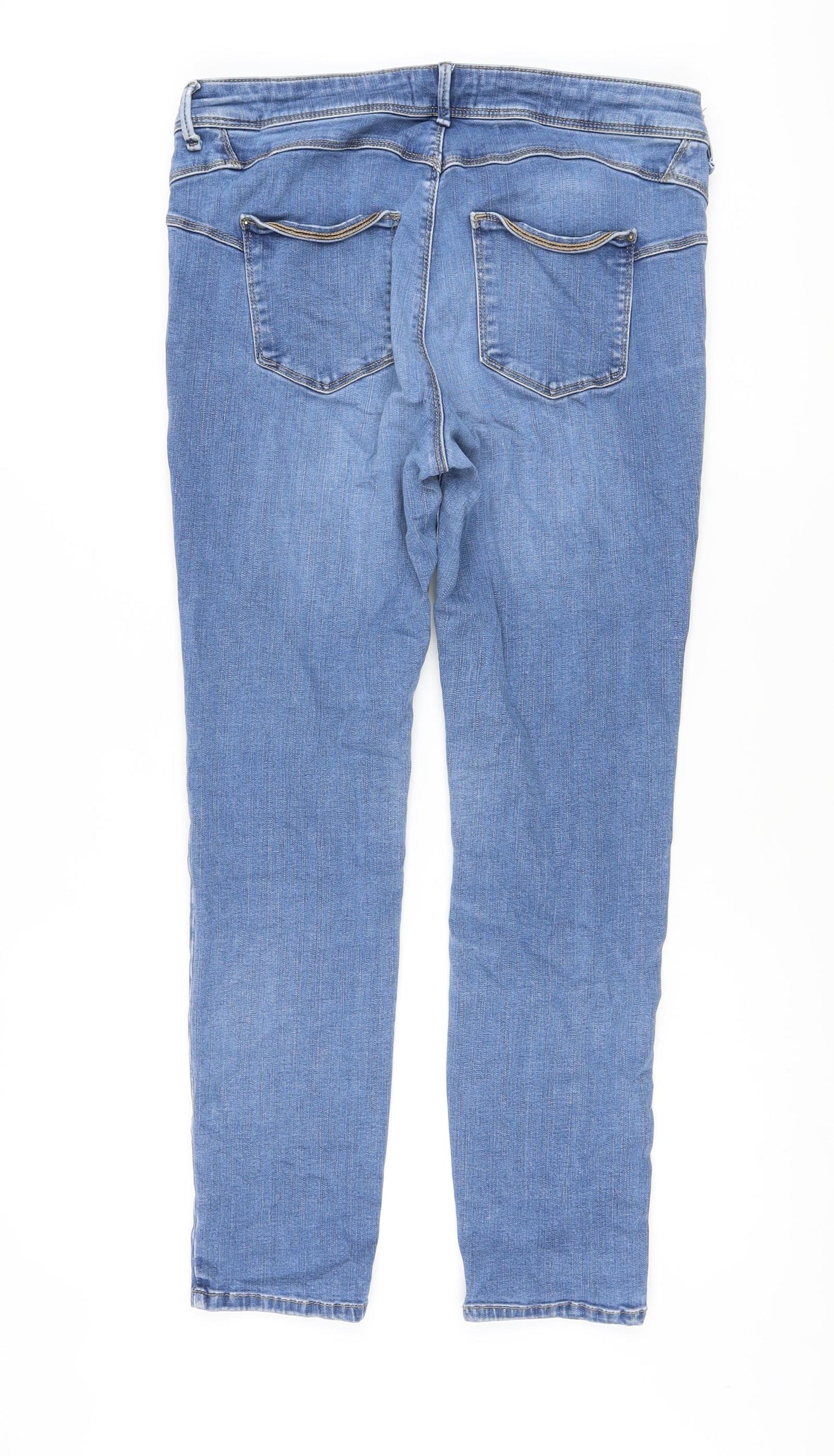 Marks and Spencer Womens Blue Cotton Skinny Jeans Size 14 L27 in Regular Button