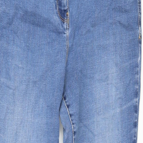 Marks and Spencer Womens Blue Cotton Skinny Jeans Size 14 L27 in Regular Button