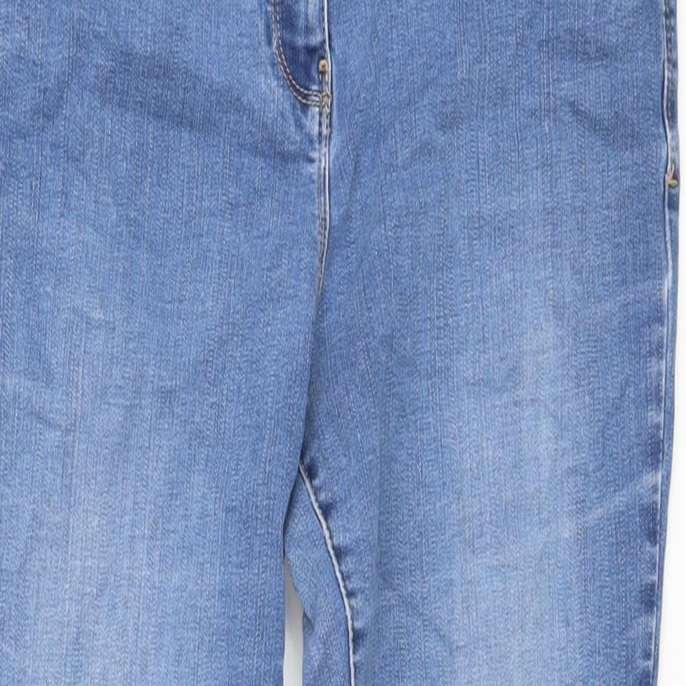 Marks and Spencer Womens Blue Cotton Skinny Jeans Size 14 L27 in Regular Button