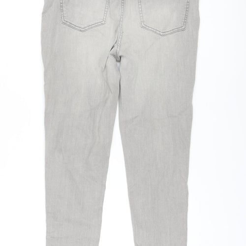 Marks and Spencer Womens Grey Cotton Skinny Jeans Size 14 L26 in Regular Button