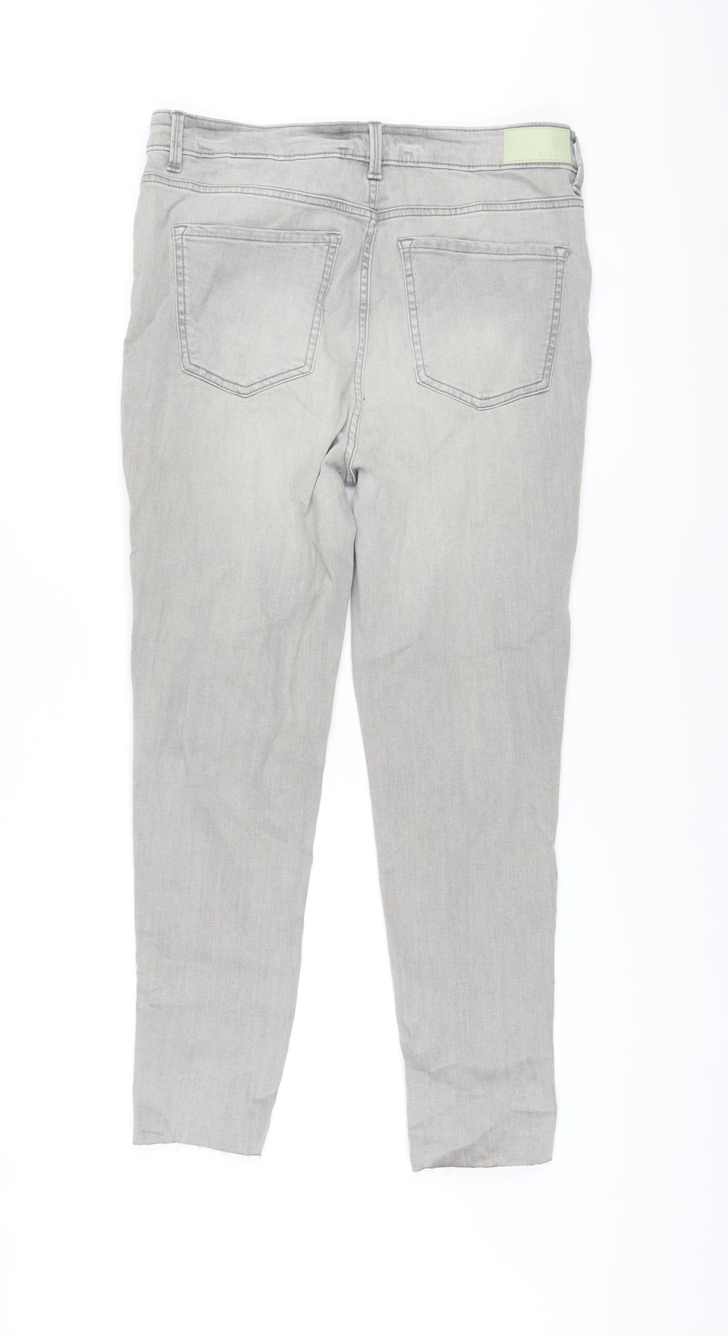 Marks and Spencer Womens Grey Cotton Skinny Jeans Size 14 L26 in Regular Button