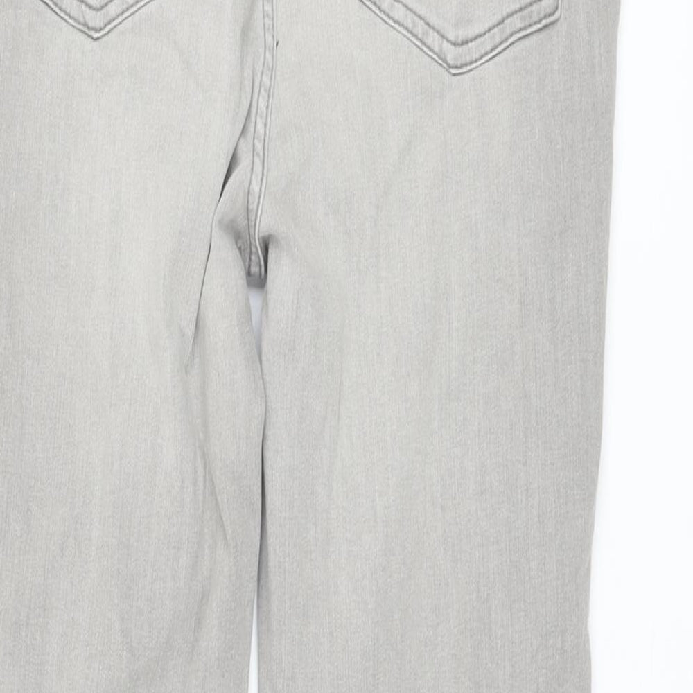 Marks and Spencer Womens Grey Cotton Skinny Jeans Size 14 L26 in Regular Button