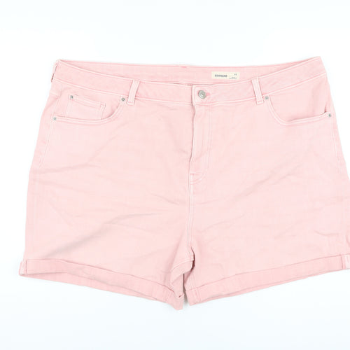 Marks and Spencer Womens Pink Cotton Boyfriend Shorts Size 22 L6 in Regular Button