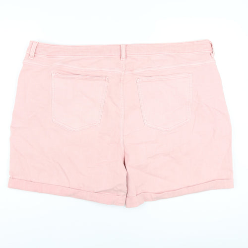 Marks and Spencer Womens Pink Cotton Boyfriend Shorts Size 22 L6 in Regular Button