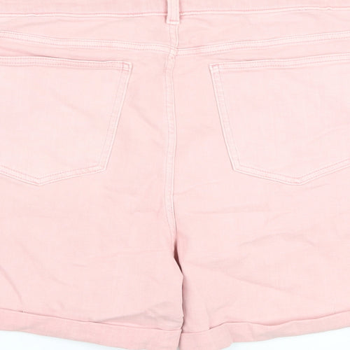 Marks and Spencer Womens Pink Cotton Boyfriend Shorts Size 22 L6 in Regular Button