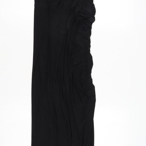 Boohoo Womens Black Polyester Maxi Size 6 Halter Tie - Ruched Side