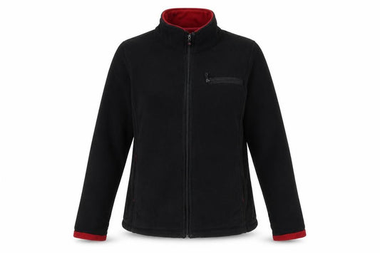 Front view of BC Clothing women’s black jacket, size M, zip