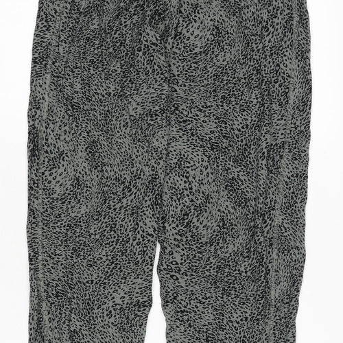 Marks and Spencer Womens Green Animal Print Viscose Carrot Trousers Size 8 L29 in Regular - Leopard Print