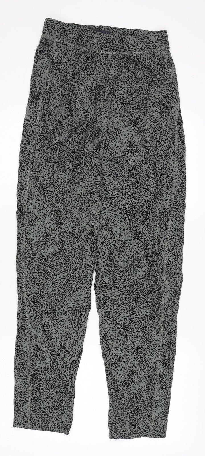 Marks and Spencer Womens Green Animal Print Viscose Carrot Trousers Size 8 L29 in Regular - Leopard Print