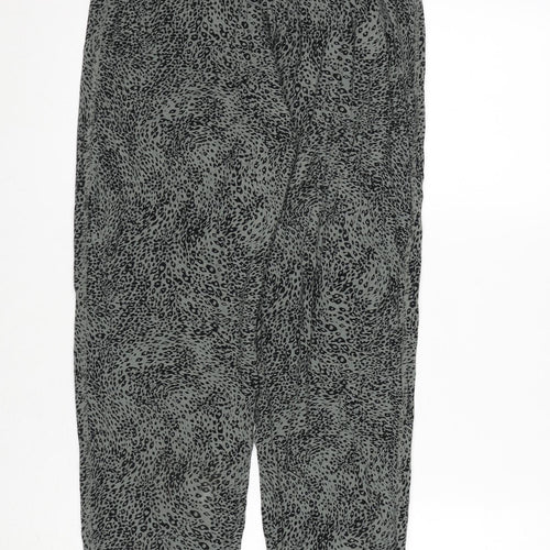 Marks and Spencer Womens Green Animal Print Viscose Carrot Trousers Size 8 L29 in Regular - Leopard Print