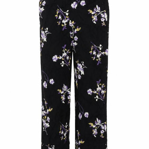 Autograph Womens Black Floral Viscose Trousers Size 8 L27 in Regular