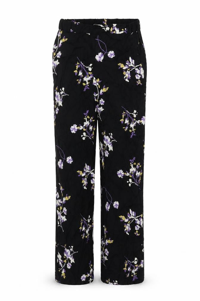 Autograph Womens Black Floral Viscose Trousers Size 8 L27 in Regular