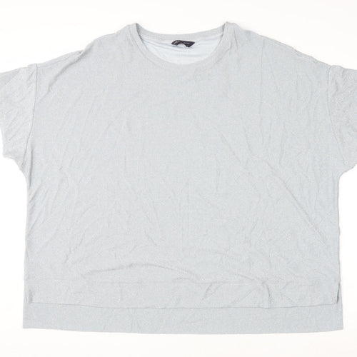 Marks and Spencer Womens Silver Polyamide Basic T-Shirt Size 24 Round Neck
