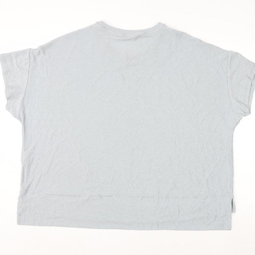 Marks and Spencer Womens Silver Polyamide Basic T-Shirt Size 24 Round Neck