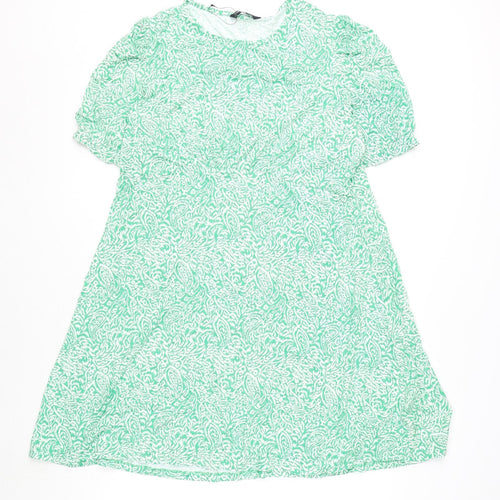 Marks and Spencer Womens Green Geometric Viscose A-Line Size 18 Round Neck Pullover