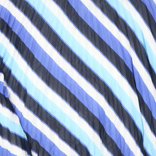 Marks and Spencer Womens Blue Striped Polyester Pleated Skirt Size 24