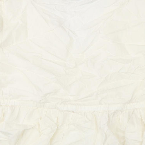 Marks and Spencer Womens Ivory Cotton Basic Blouse Size 20 V-Neck - Floral Embroidery